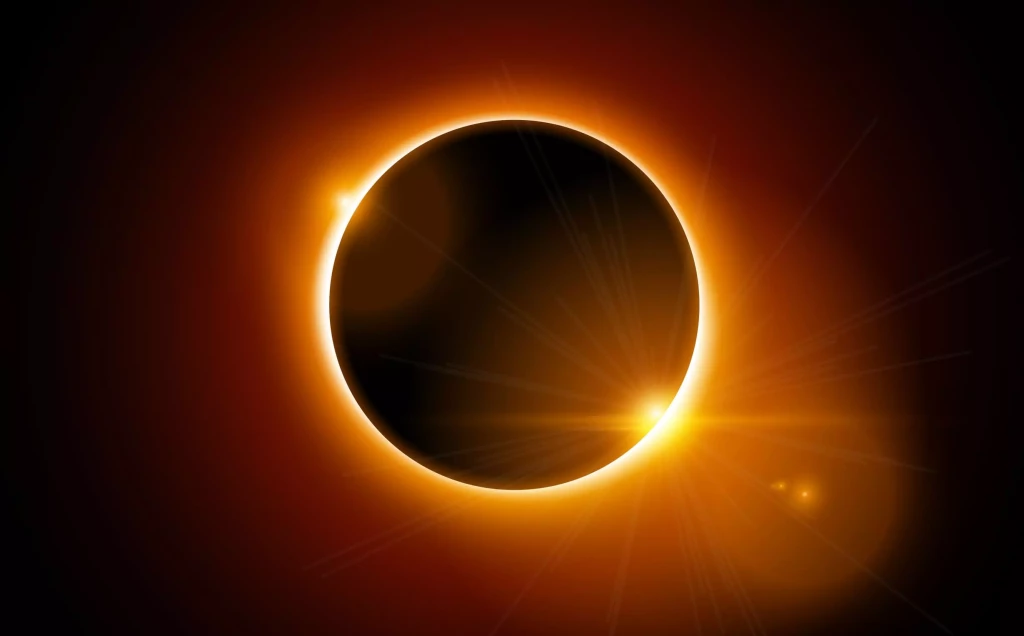 Illustration d’une éclipse solaire totale avec la Lune masquant le Soleil, pour l’article sur l’éclipse du 12 août 2026 en Ariège.